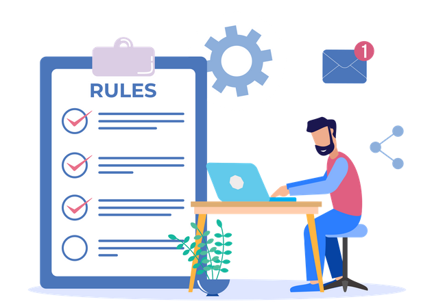 Man sharing rules list  Illustration