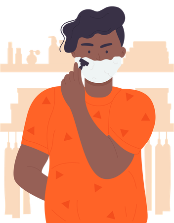 Man shaving beard  Illustration