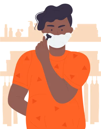 Man shaving beard  Illustration