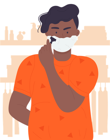 Man shaving beard  일러스트레이션