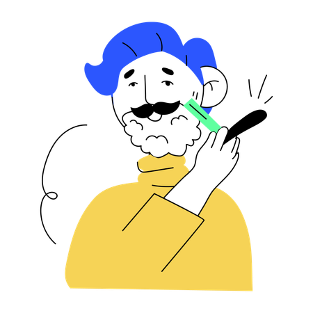 Man shaving his beard  Illustration