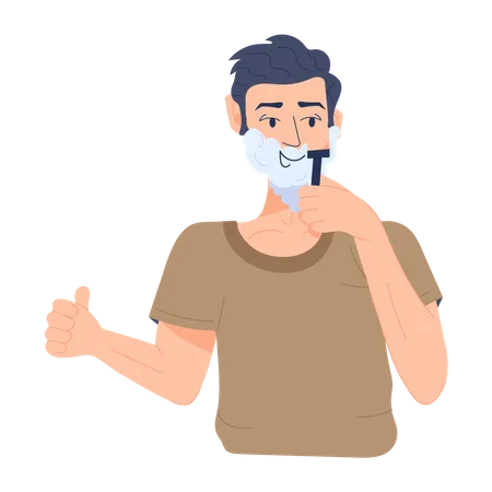 Man shaving his face  Illustration