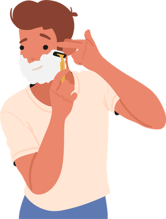Man Shaving in Daily morning  Illustration