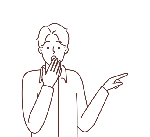 Man shocked and pointing left  Illustration