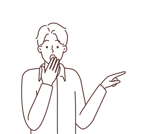 Man shocked and pointing left  Illustration