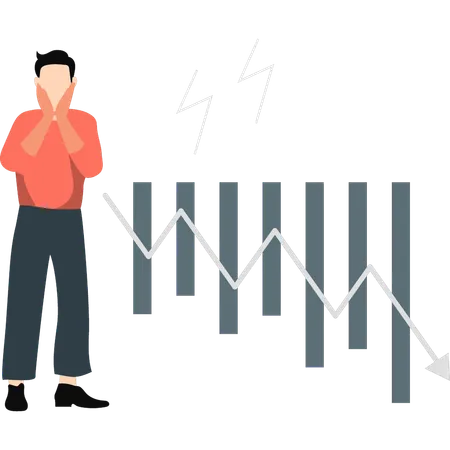 Man shocked to see graph reports  Illustration