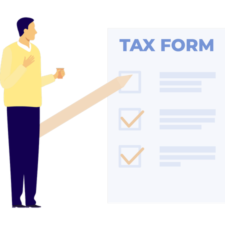 Man shocked to see the tax form  Illustration