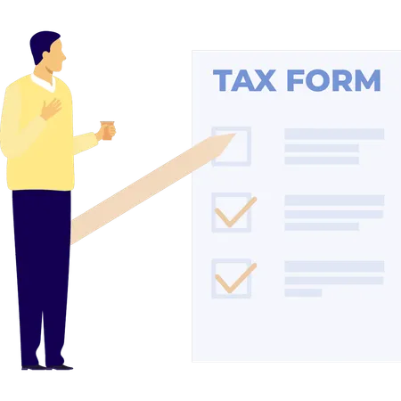 Man shocked to see the tax form  Illustration