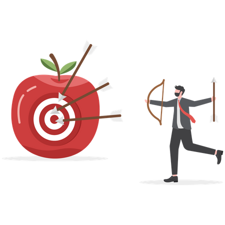 Man shooting arrows at targets  イラスト