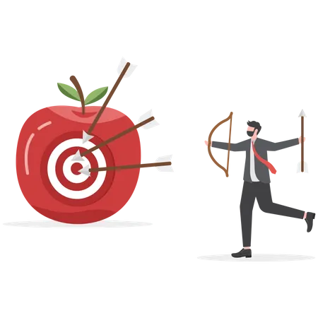 Business Precision As Leader Goal Achievement Man Are Shooting Arrows At Targets Reflecting The Work Concept To Achieve The Set Goals Vector Illustration Illustration