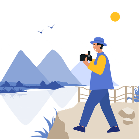 Man shooting outdoor photography  Illustration