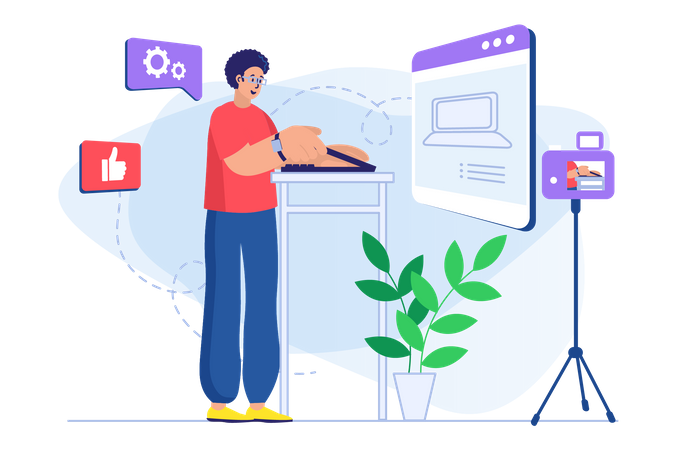 Man shooting video tutorial  Illustration