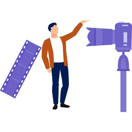 Man shooting with his camera  Illustration
