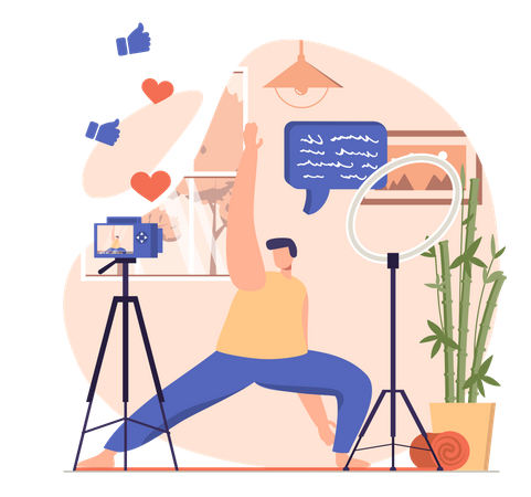 Man shooting workout tutorial  Illustration