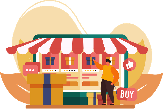 Man shop from online marketplace  Illustration