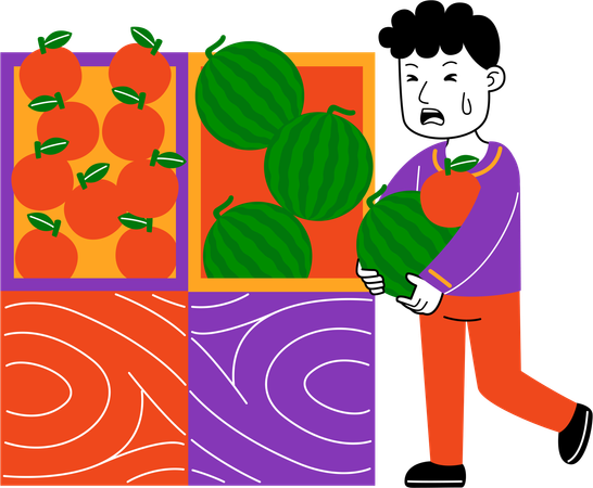 Man Shopper buy fruits at supermarket  Illustration