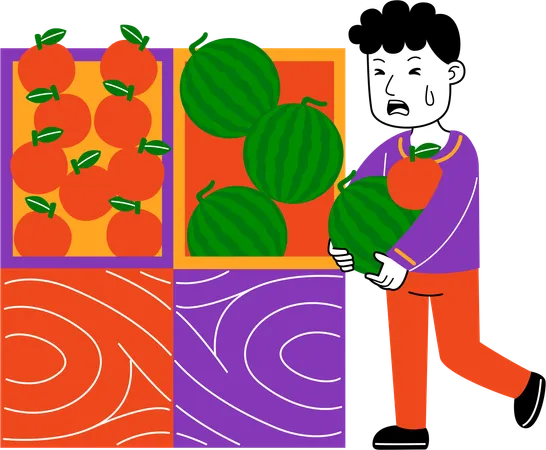 Man Shopper buy fruits at supermarket  Illustration