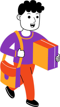 Man Shopper holding gift box  Illustration