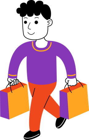 Man Shopper holding shopping bags  Illustration
