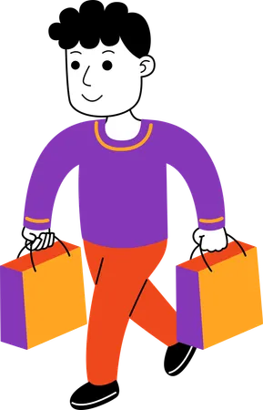 Man Shopper holding shopping bags  Illustration