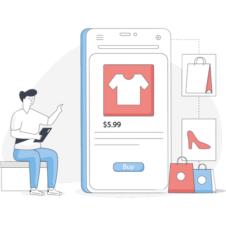 Man shopping clothes online  Illustration