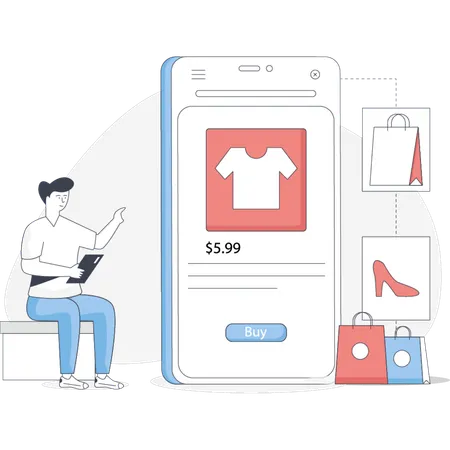 Man shopping clothes online  Illustration