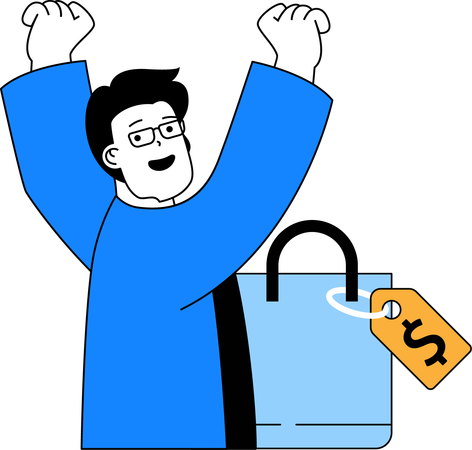 Man shopping during discount  Illustration