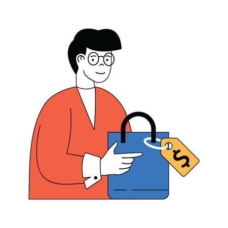 Man shopping during discount  Illustration