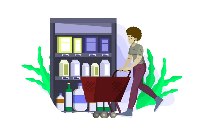 Man shopping for grocery  Illustration