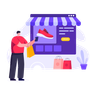 illustrations of online shoes shopping