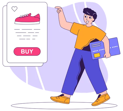 Man shopping for shoes online Illustration