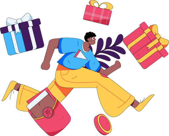 Man shopping from holiday sales  Illustration