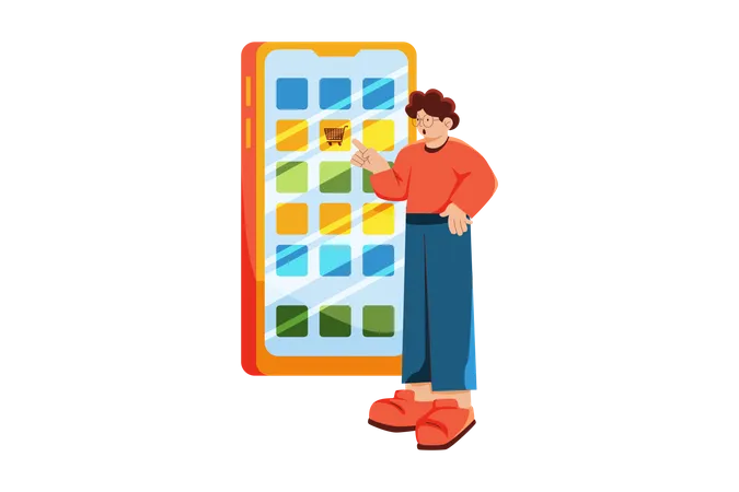 Man shopping from mobile app  Illustration