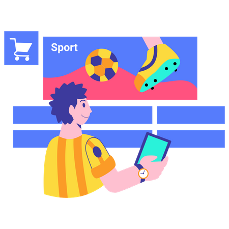 Man shopping from sports category  Illustration