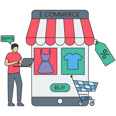 Man shopping on ecommerce store  Illustration