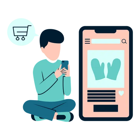 Man Shopping Online  Illustration