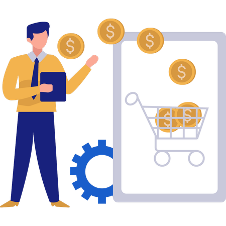 Man shopping online  Illustration