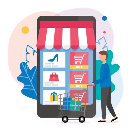 Man shopping online  Illustration