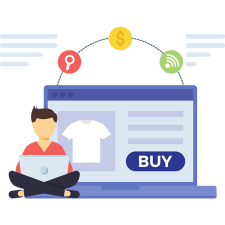 Man shopping online  Illustration