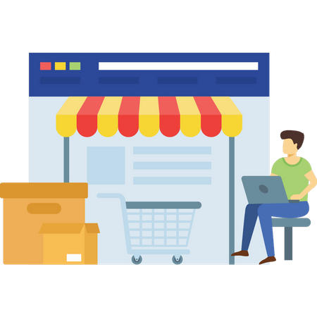 Man shopping online  Illustration