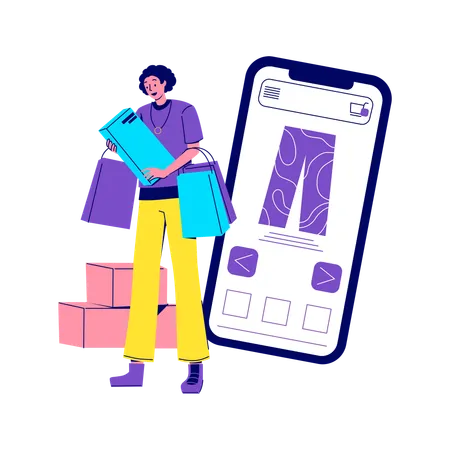 Man Shopping Online  Illustration