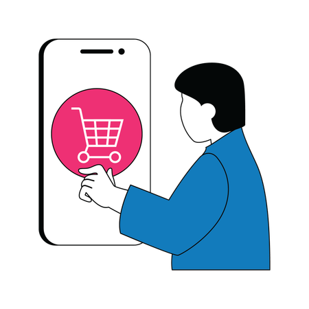 Man shopping online on smartphone app  Illustration