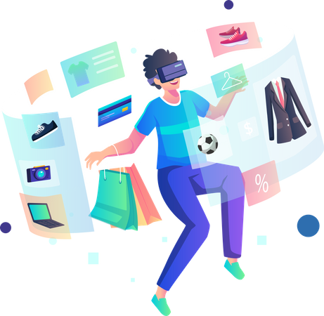 Man shopping using Metaverse tecg  Illustration