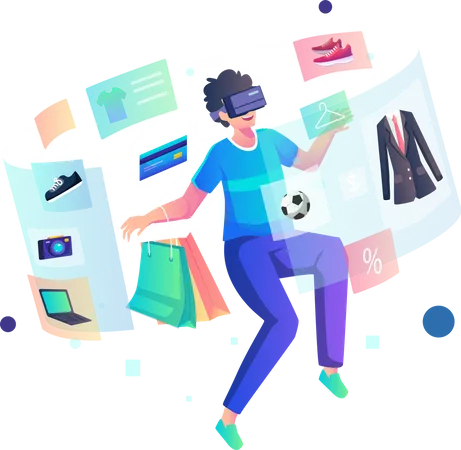 Man shopping using Metaverse tecg  Illustration