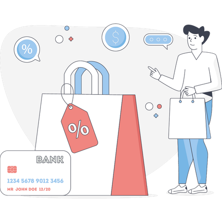 Man shopping with bank card  Illustration