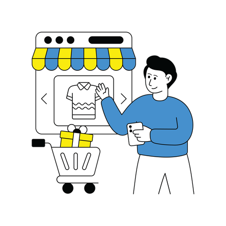 Man shops from Online Store  Illustration