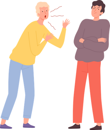 Man shouting on other man  イラスト