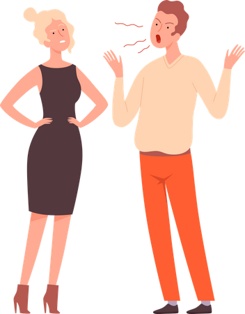 Man shouting on wife  イラスト