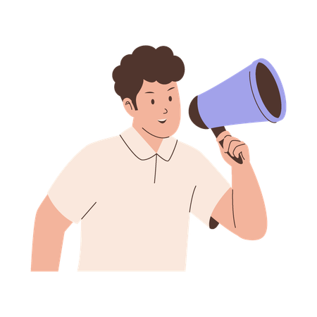 Man shouting through megaphone  Illustration