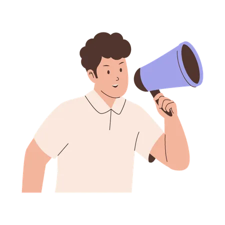 Man shouting through megaphone  Illustration